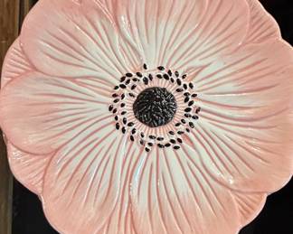 Godinger Pink Poppy Flower Ceramic Plate