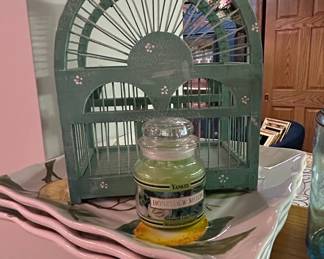 Decorative Metal Birdcage with Floral Accents