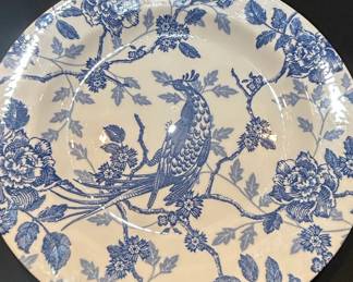 Royal Wessex Blue and White Porcelain Plate with Kujaku Peacock Motif
