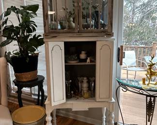 French Country Style TwoPiece Display Cabinet with Lower Cabinet