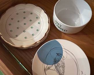 Set of Three Decorative Plates and Bowl by Laura Zindel Design