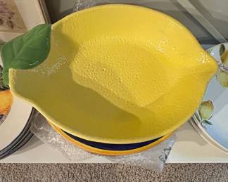 Lemon Shaped Serving Dish with Leaf Accent