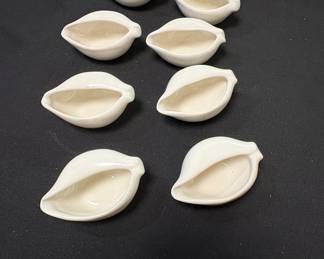 Set of White Ceramic ShellShaped Condiment Dishes