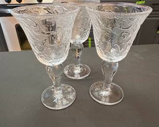 Vintage Embossed Glass Goblets Milan Pattern by Morgantown