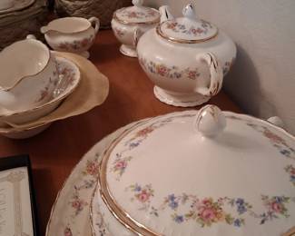 Pope Gosser service for twelve and serving pieces, even has the quilted carriers