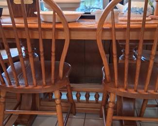 Beautiful heavy table and chairs with pretty brass accents