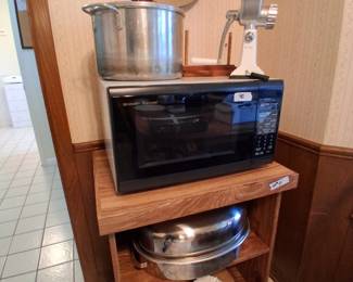 Microwave and cart and more cookware