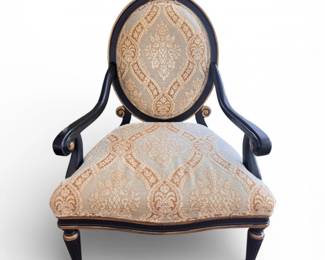 1 SherrillFurnitureOvalBackAccentChairBlackWoodDamask