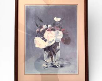54 LargeFloralPrintAfterdouardManetFlowersinaCrystalVase