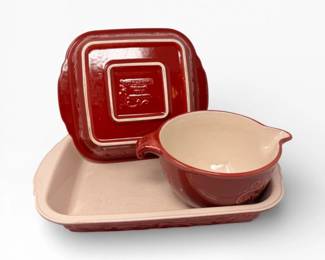 84 PfaltzgraffRed3PcBakewareSetDishTrayBowl