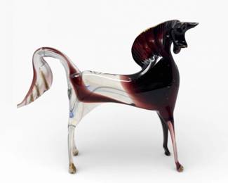 79 ItalianMuranoStyleHandBlownGlassHorseFigurine