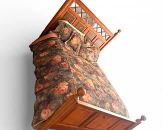 9 GorgeousQueenSolidWoodBedGlassFloralHeadboardVeratexBedding