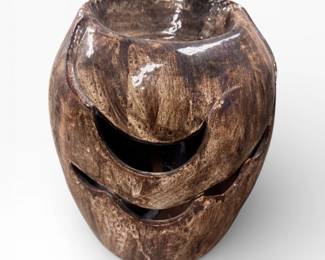 100 OversizedGlazedPotteryWaterFeatureRoundedBodyFaceOpenings