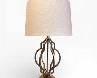 66 ModernSilverToneOpenCutoutTableLampwDrumShade