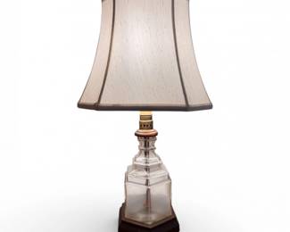 11 HandBlownClearHexagonGlassTableLampwFabricShade