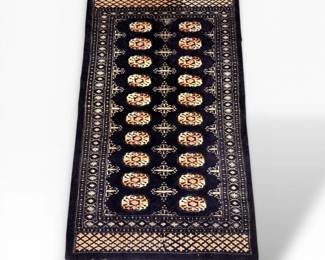 87 BukharaStyleBlueWoolRugGulMedallionDesign