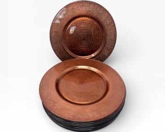 39 8NEWCopperToneTexturedGlassChargerPlatesMarrakechStyle