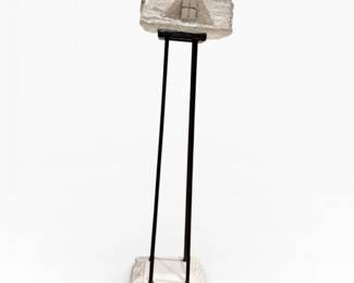 95 TexturedGlassHouseSculptureonIronRodBase