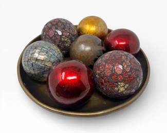 88 MadeInItalyHeavyBrassBowlwGlassPotteryAbaloneBalls