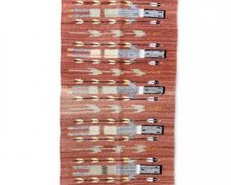 40 NavajoStyleWoolRugLittleMenFiguralDesignOrangeField