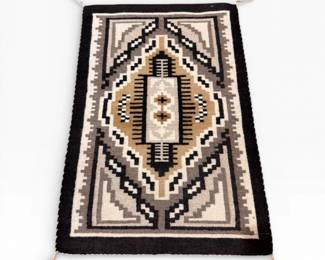 78 SmallCrownpointNavajoHandwovenRugWeaverSignedIreneKirk