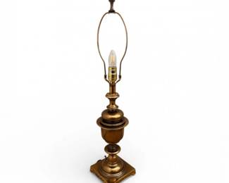 17 VintageStiffelSolidBrassTableLampwPleatedShade