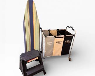 56 LaundryTrio3SectionSorterIroningBoardRubbermaidStepStool