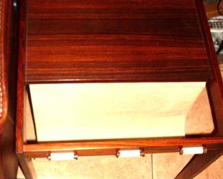 ROSEWOOD END TABLE WITH MAGAZINE RACK