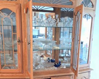 Vintage pecan hutch and have matching table and 6 chairs