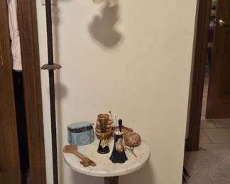 Brass lamps and brass tabble