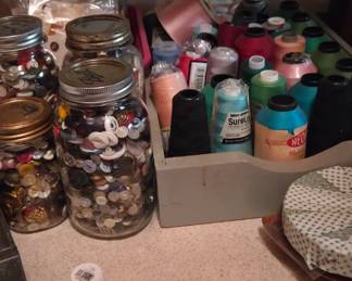 Just a few jars of buttons, thread