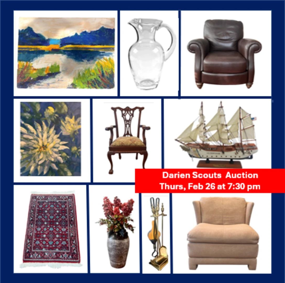 Charity auction with 200 items generously donated to support Scouting programs in Darien, CT