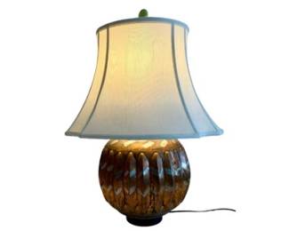 Metal base lamp with silk shade