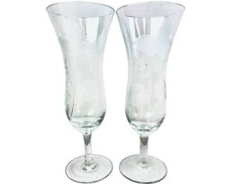 Vintage Parfait Flutes with acid etched design