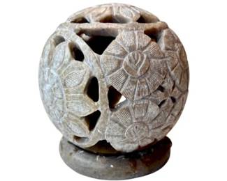 Carved Soapstone Tea Light & Incense Burner