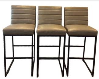 Gray Faux Leather armless counter stools