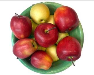 Faux fruit in a ceramic bowl