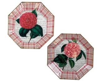 Decoupage Floral Plates & Holder - Signed Moonlighting Interiors
