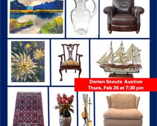 Charity auction with 200 items generously donated to support Scouting programs in Darien, CT