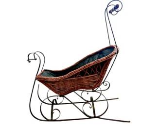 Victorian Style Wicker & Iron Doll Sled