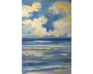 Printed canvas with seascape design