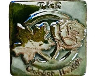 Studio Art Pottery Ceramic Glazed Tile