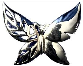 Silver Tone Butterfly Brooch
