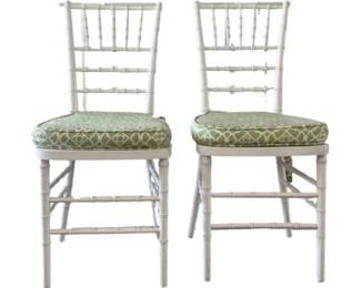 Pair of White Bamboo style Chiavari Chairs