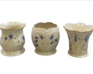 Vintage 1990s Lenox Classic China Ivory Gold Trim Vases-Set Of 3