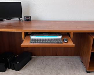 Teak Desk w Pull-out Shelf and Keyboard Tray