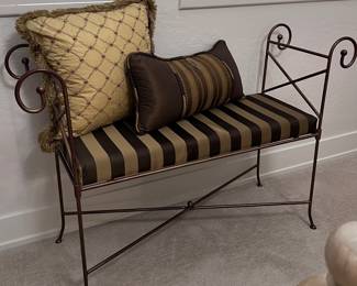 Metal Bench w Striped Cushion