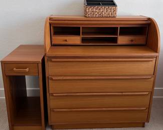Teak Rolltop Desk, Teak Printer Stand