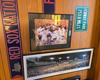 Boston Red Sox stadium picture, street signs, artwork