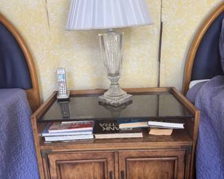 nightstand and lamp